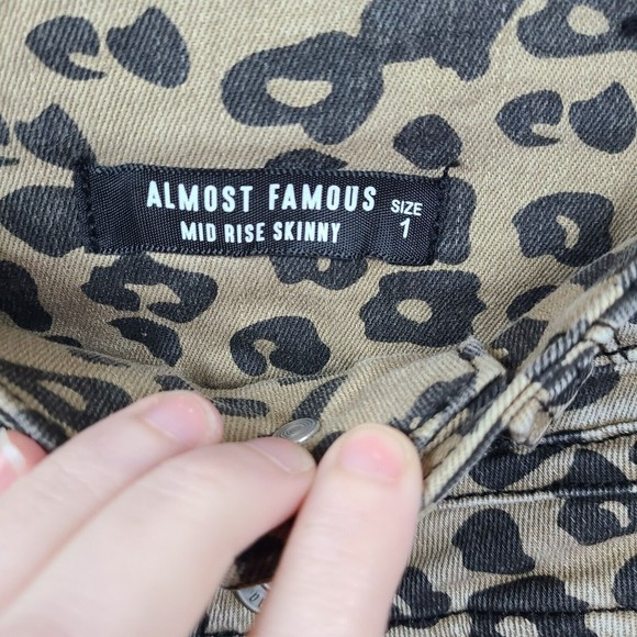 Almost Famous Animal Print Mid Rise Skinny Jean 1 - Picture 5 of 8